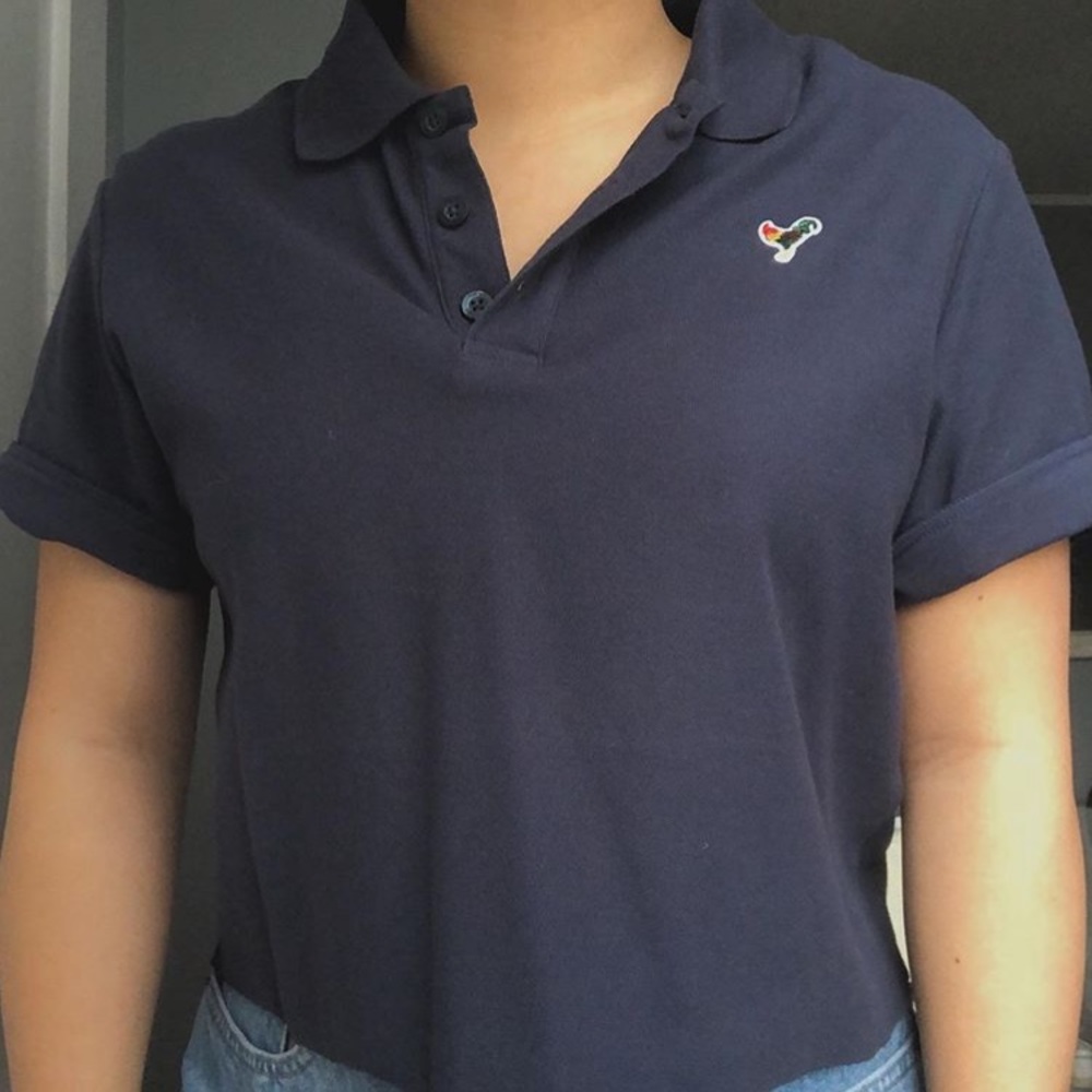 New Balance, hand-cropped collared shirt
